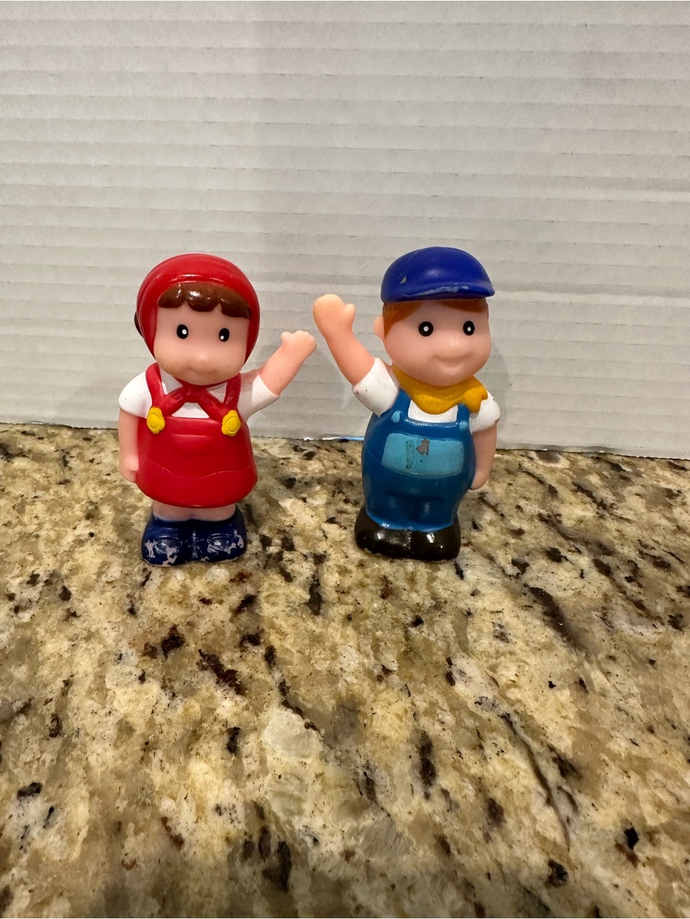Red and Blue Kids plastic Set - Cute Boy and Girl Toy Figures plastic vintage